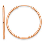 14k Rose Gold 1.5x26mm Polished Endless Tube Hoop Earrings