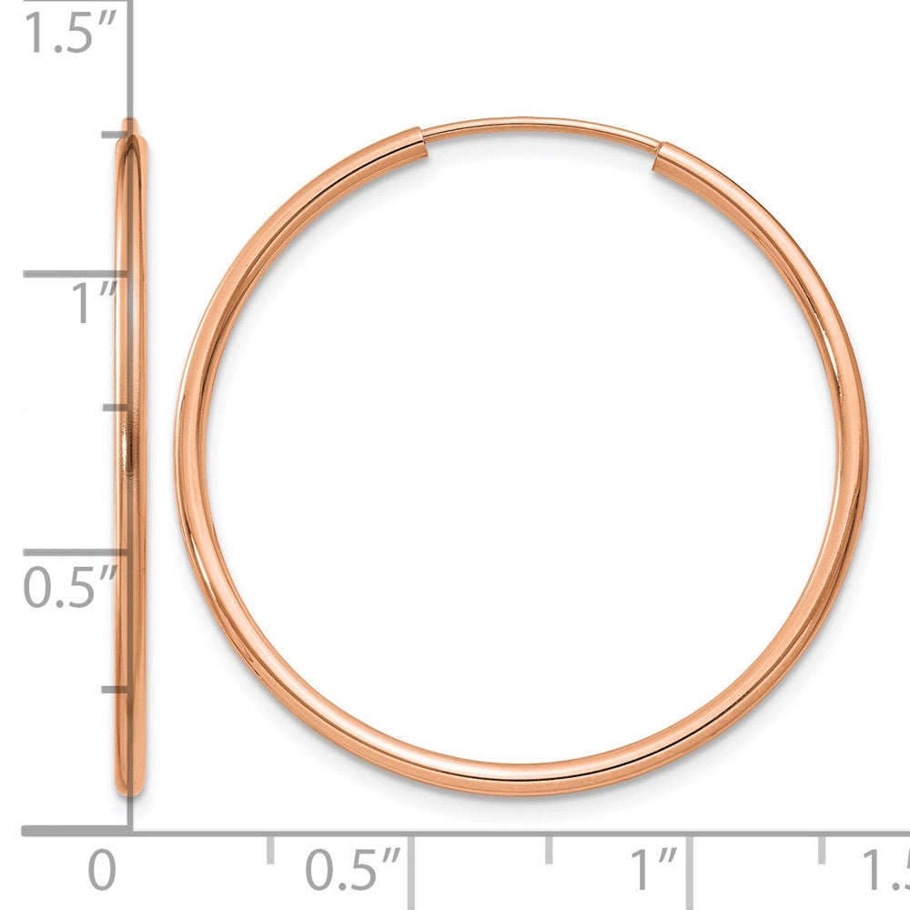 14k Rose Gold 1.5x30mm Polished Endless Tube Hoop Earrings