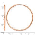 14k Rose Gold 1.5x38mm Polished Endless Tube Hoop Earrings