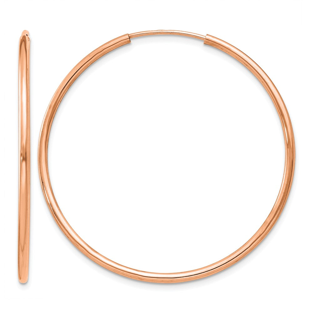 14k Rose Gold 1.5x38mm Polished Endless Tube Hoop Earrings