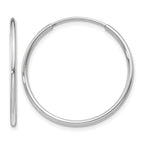 14k White Gold 1.2x25mm Polished Endless Tube Hoop Earrings