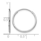 14k White Gold 1.2x20mm Polished Endless Tube Hoop Earrings