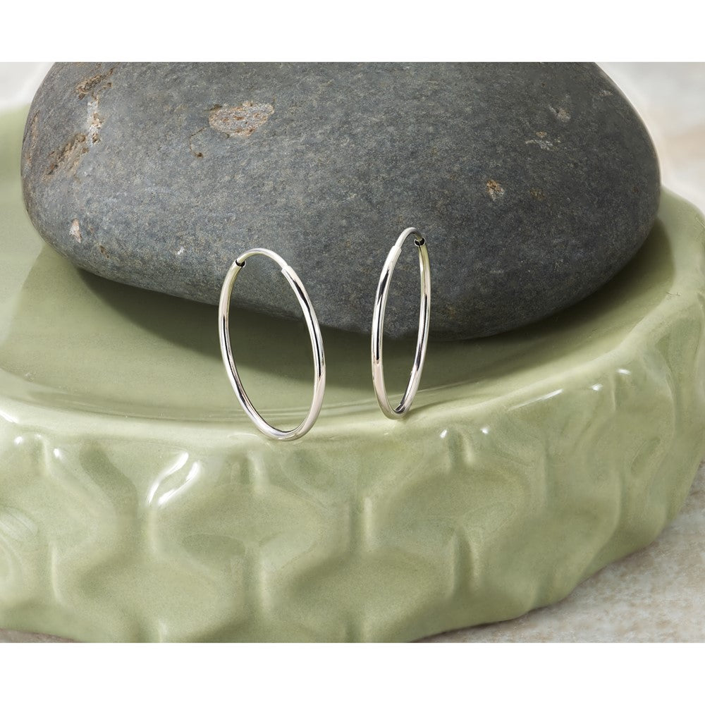14k White Gold 1.2x20mm Polished Endless Tube Hoop Earrings