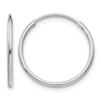 14k White Gold 1.2x20mm Polished Endless Tube Hoop Earrings