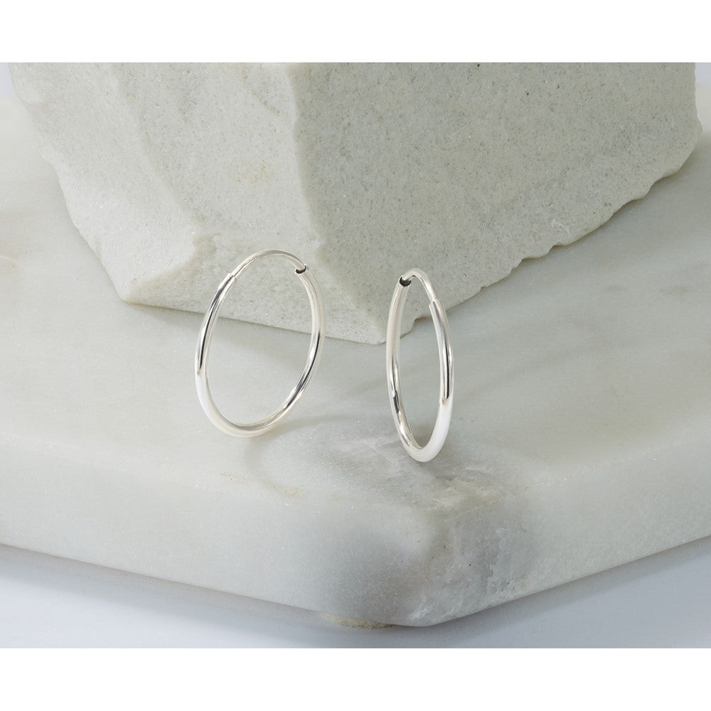 14k White Gold 1.2x16mm Polished Endless Tube Hoop Earrings