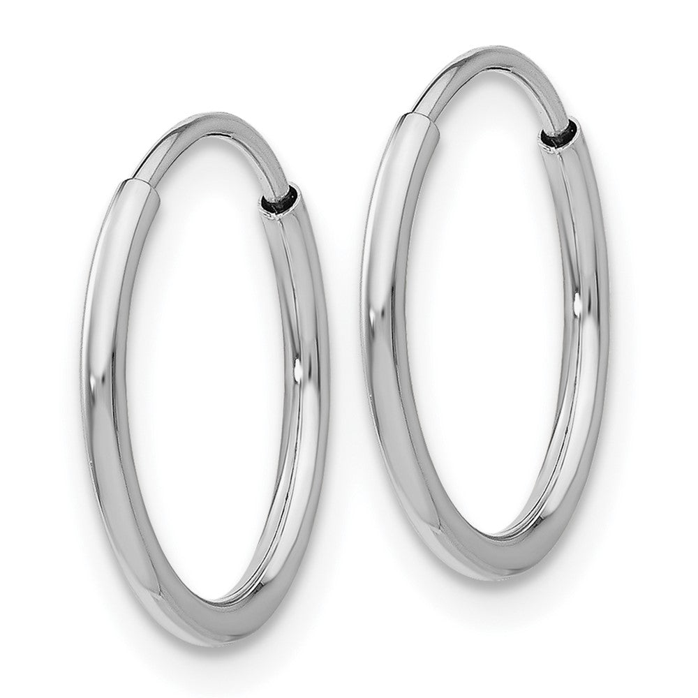 14k White Gold 1.2x14mm Polished Endless Tube Hoop Earrings