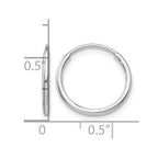 14k White Gold 1.2x14mm Polished Endless Tube Hoop Earrings