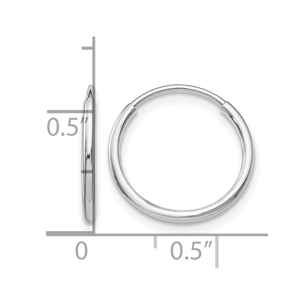14k White Gold 1.2x14mm Polished Endless Tube Hoop Earrings