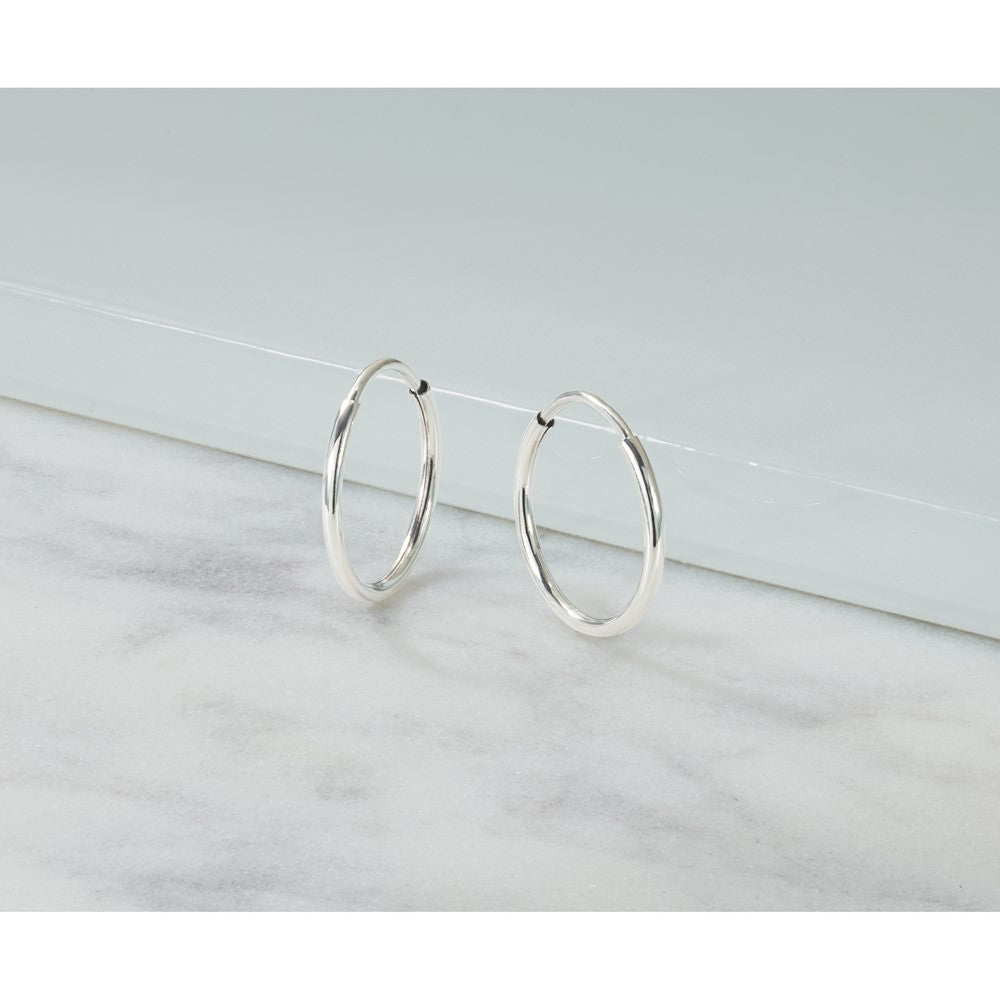 14k White Gold 1.2x14mm Polished Endless Tube Hoop Earrings