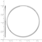 14k White Gold 1.2x46mm Polished Endless Tube Hoop Earrings
