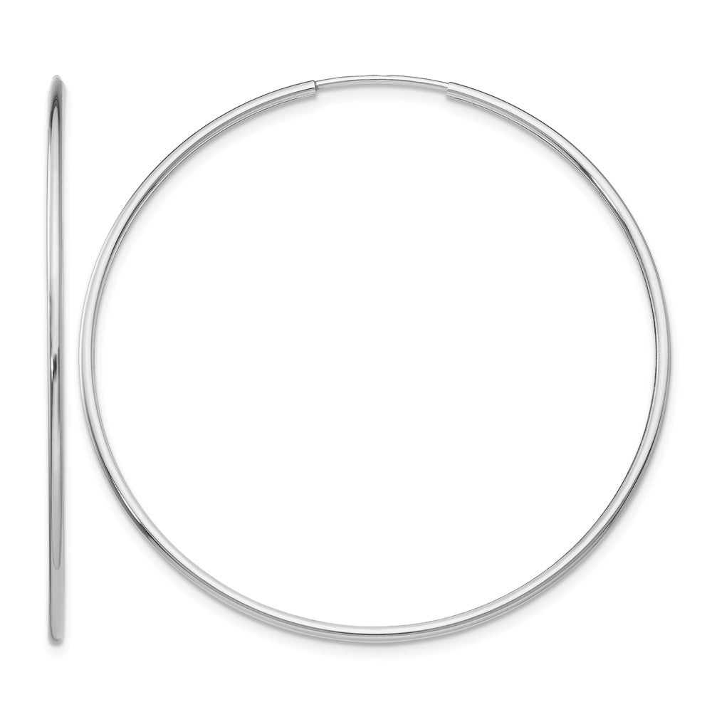 14k White Gold 1.2x46mm Polished Endless Tube Hoop Earrings