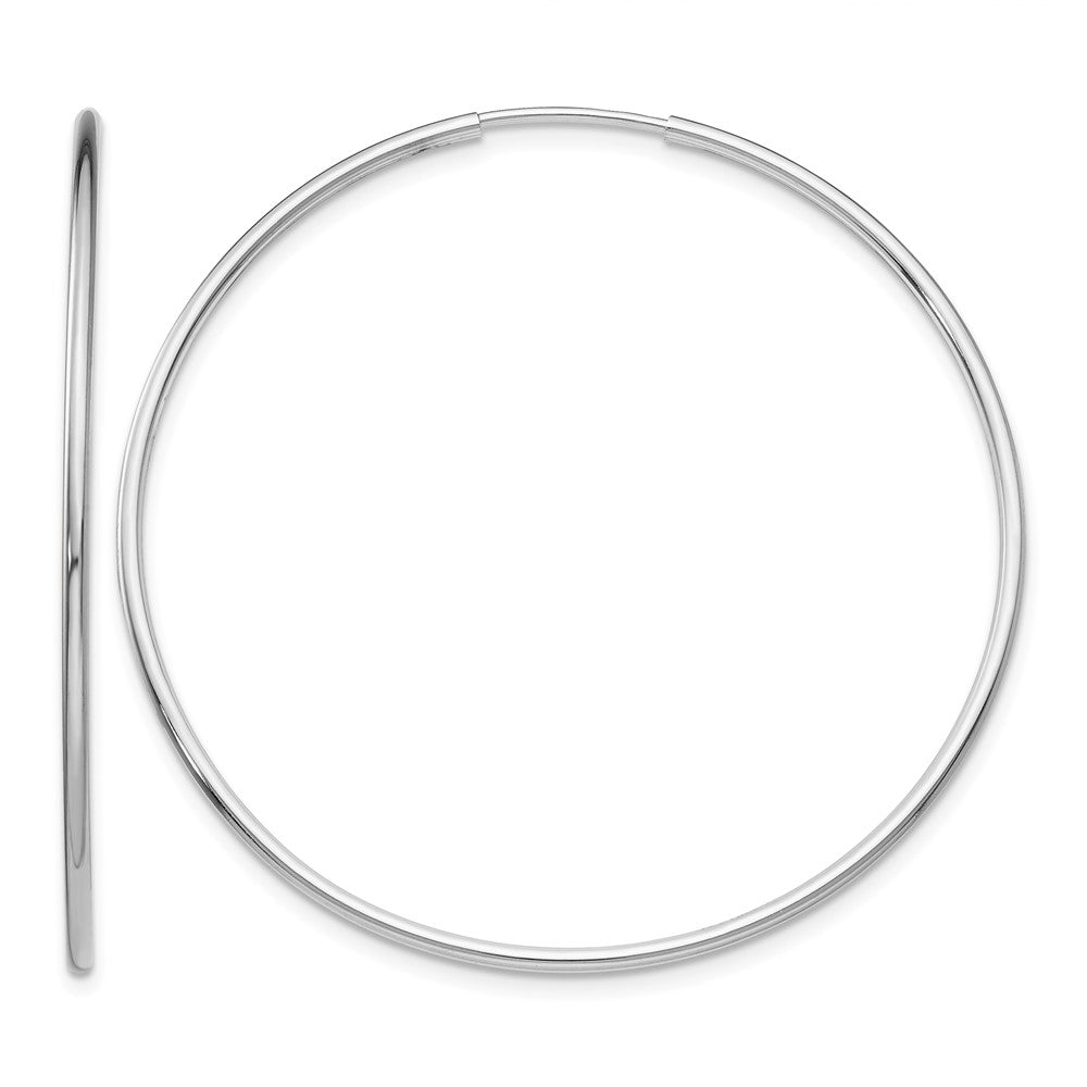 14k White Gold 1.2x40mm Polished Endless Tube Hoop Earrings