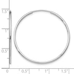 14k White Gold 1.2x34mm Polished Endless Tube Hoop Earrings