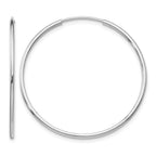 14k White Gold 1.2x34mm Polished Endless Tube Hoop Earrings