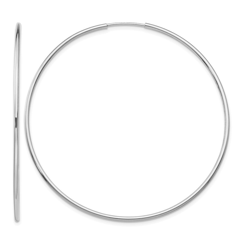 14k White Gold 1.2x54mm Polished Endless Tube Hoop Earrings