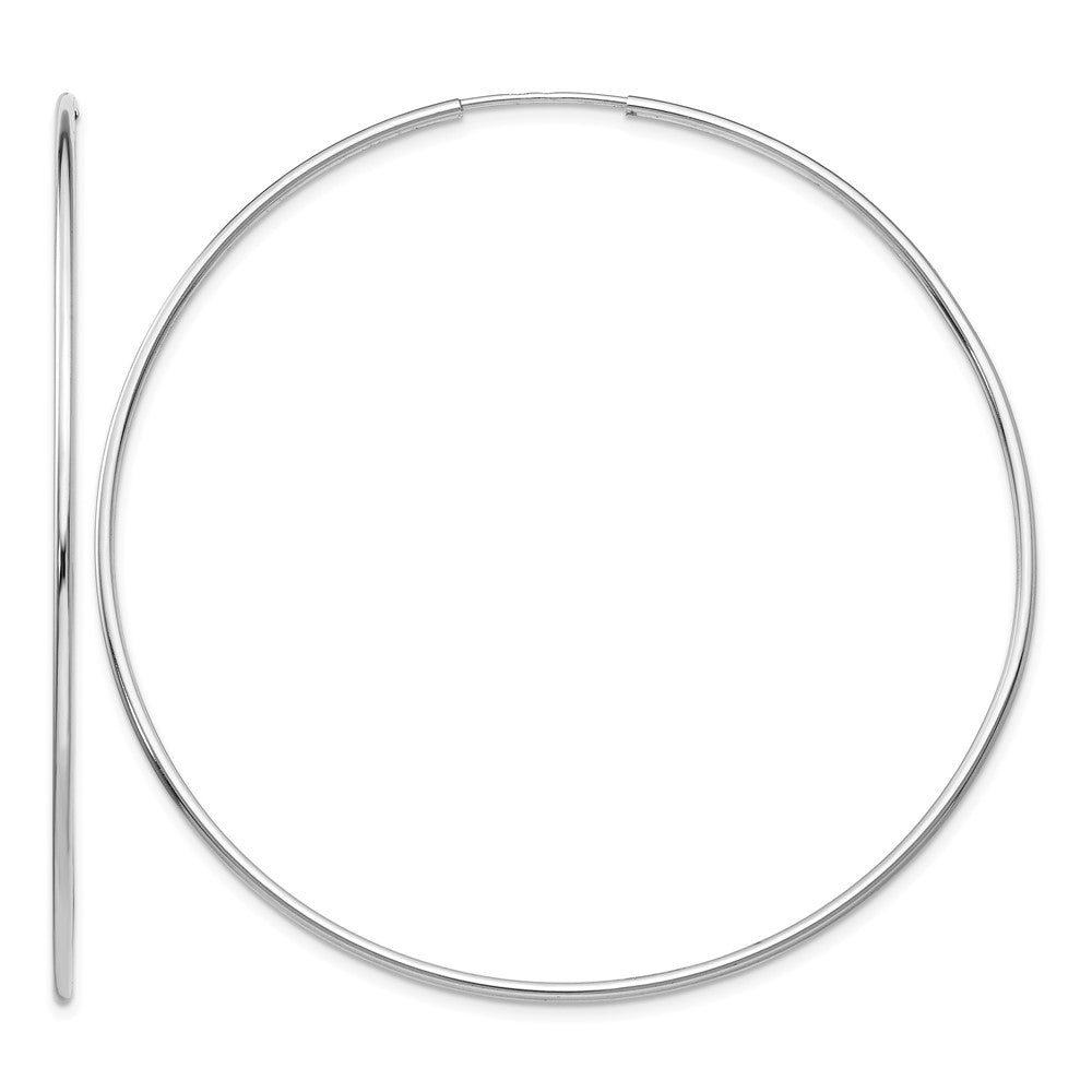 14k White Gold 1.2x60mm Polished Endless Tube Hoop Earrings