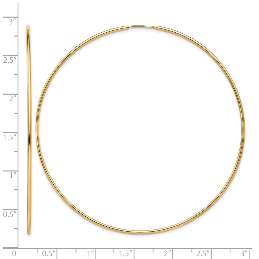 14k 1.2x69mm Polished Endless Tube Hoop Earrings