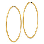 14K 2x70mm Polished Endless Tube Hoop Earrings