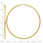 14K 2x70mm Polished Endless Tube Hoop Earrings