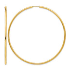 14K 2x70mm Polished Endless Tube Hoop Earrings