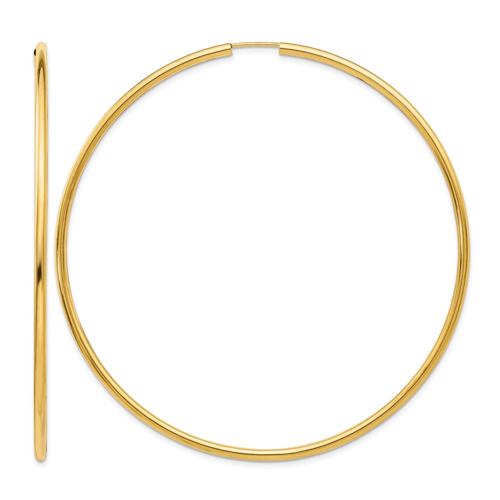 14K 2x70mm Polished Endless Tube Hoop Earrings