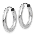 14k White Gold 3.00x20mm Polished Endless Tube Hoop Earrings