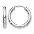 14k White Gold 3.00x20mm Polished Endless Tube Hoop Earrings