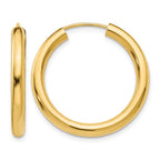 14k 3.00x25mm Polished Endless Tube Hoop Earrings