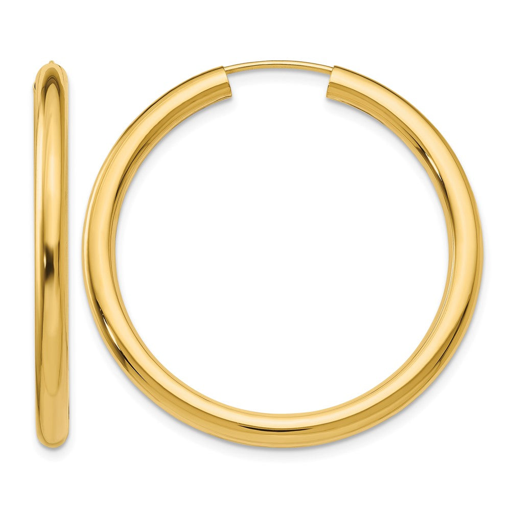 14k 3.00x35mm Polished Endless Tube Hoop Earrings