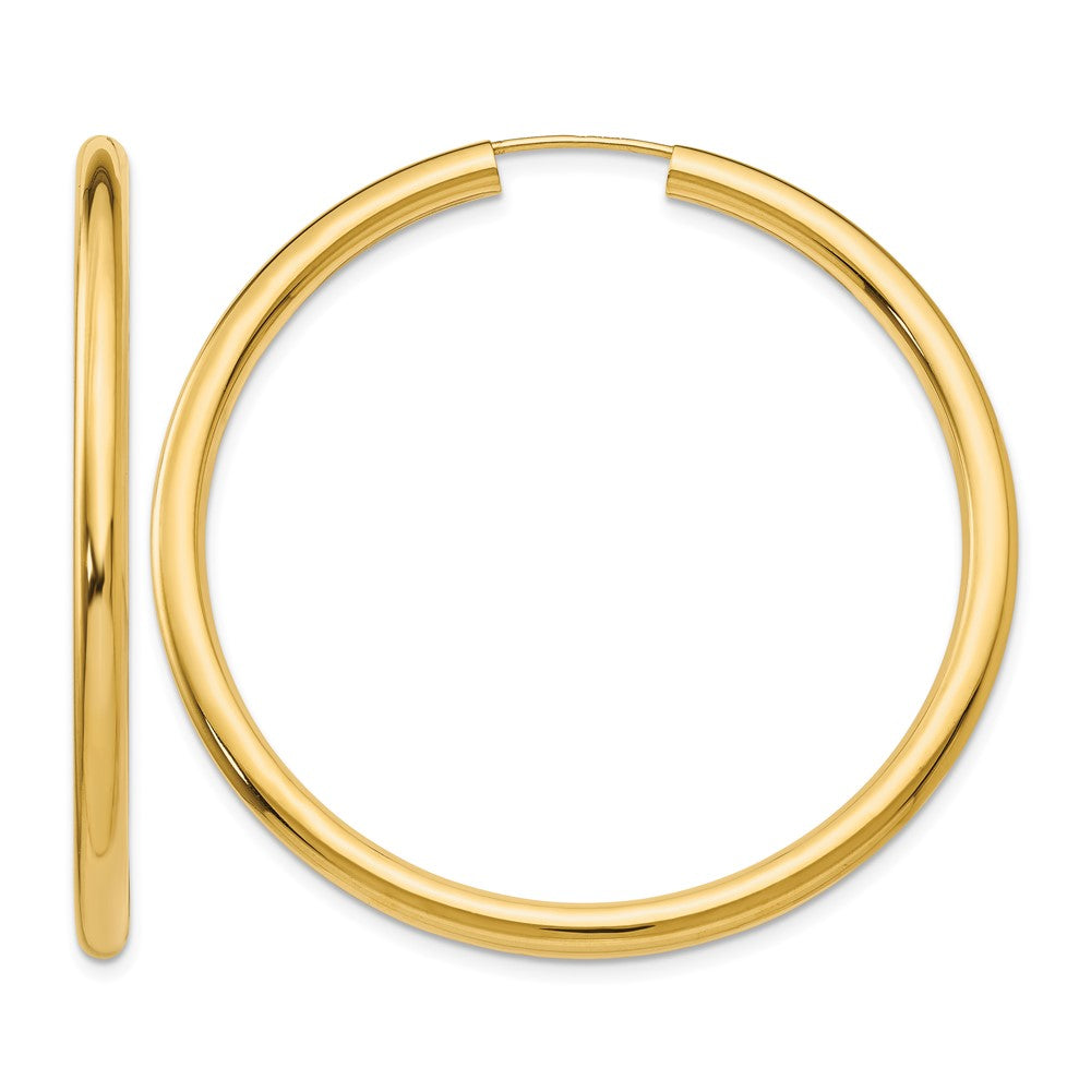 14k 3.00x45mm Polished Endless Tube Hoop Earrings