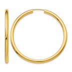 14k 3.00x45mm Polished Endless Tube Hoop Earrings