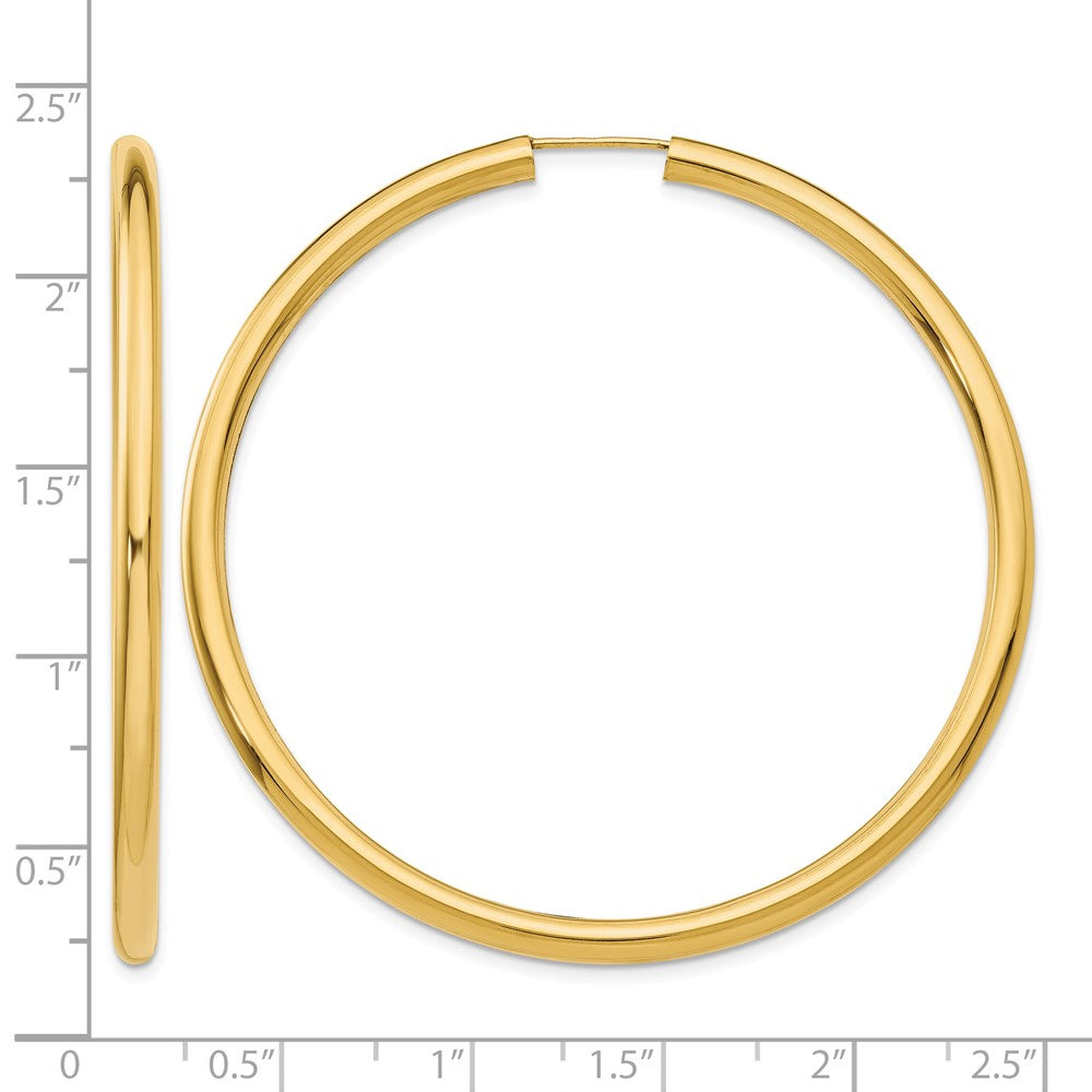 14k 3.00x55mm Polished Endless Tube Hoop Earrings