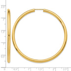 14k 3.00x55mm Polished Endless Tube Hoop Earrings