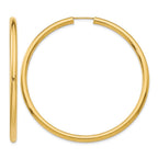 14k 3.00x55mm Polished Endless Tube Hoop Earrings