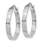 14K White Gold 3x26mm Polished with Diamond-Cut Edge Tube Hoop Earrings