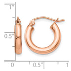 14k Rose Gold 3x16mm Polished Lightweight Tube Hoop Earrings
