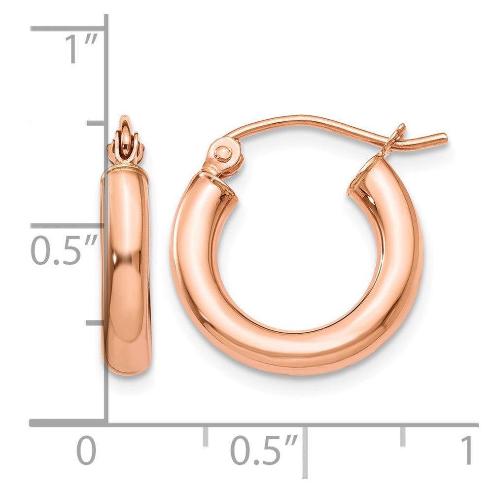 14k Rose Gold 3x16mm Polished Lightweight Tube Hoop Earrings