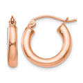 14k Rose Gold 3x16mm Polished Lightweight Tube Hoop Earrings