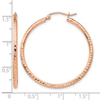 14k Rose Gold 2x35mm Polished Lightweight Diamond-cut Tube Hoop Earrings