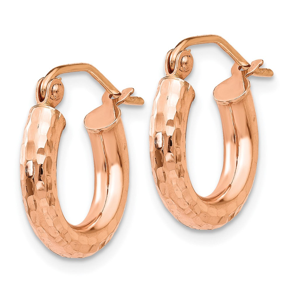 14k Rose Gold 3.25x14mm Polished Lightweight Diamond-cut Tube Hoop Earrings