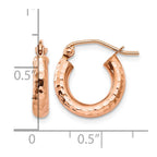 14k Rose Gold 3.25x14mm Polished Lightweight Diamond-cut Tube Hoop Earrings