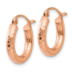 14k Rose Gold 3x16mm Polished Lightweight Diamond-cut Tube Hoop Earrings