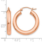 14k Rose Gold 4x25mm Polished Tube Hoop Earrings