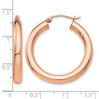 14k Rose Gold 4x30mm Polished Tube Hoop Earrings