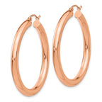 14k Rose Gold 4x40mm Polished Tube Hoop Earrings