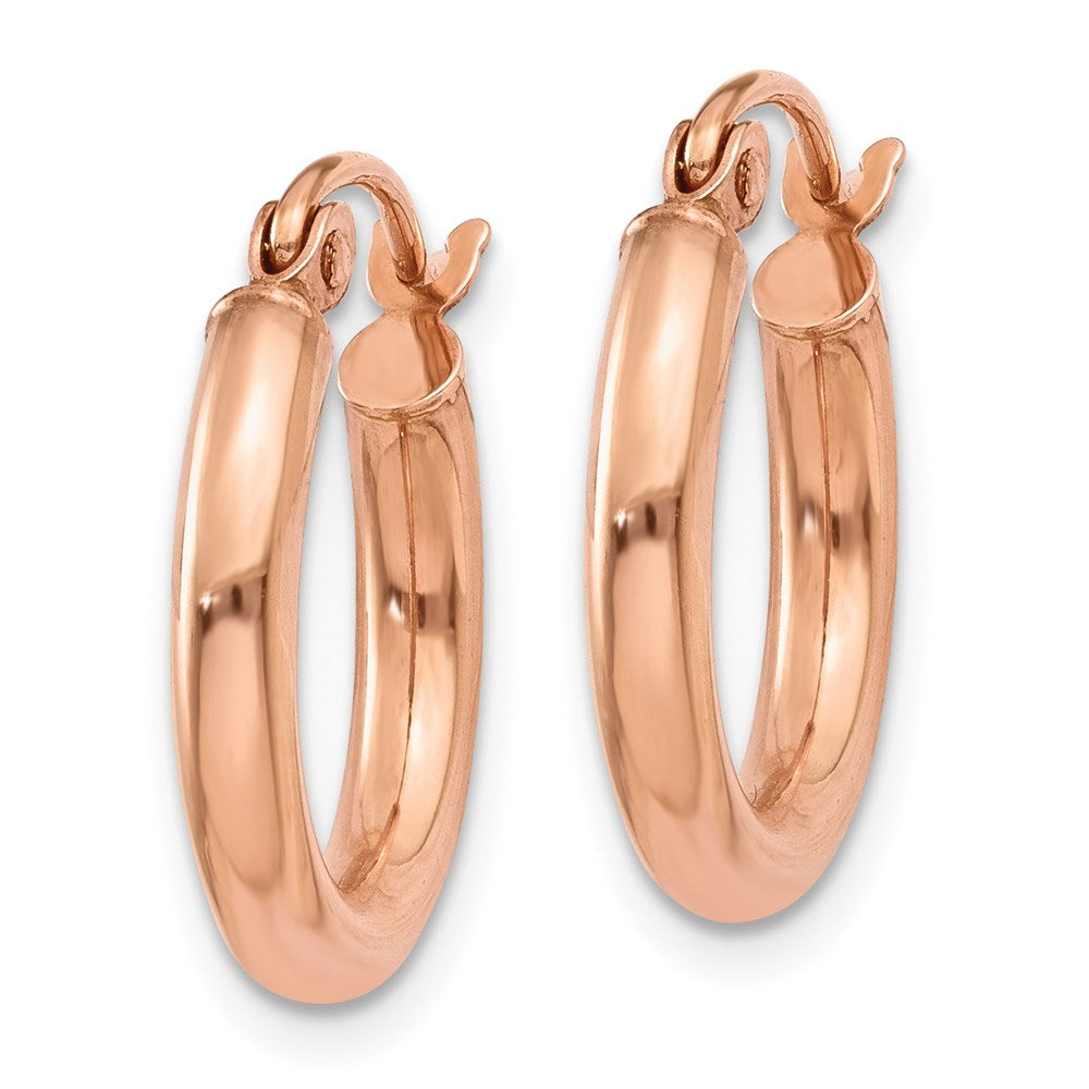 14k Rose Gold 2.5x17mm Polished Lightweight Tube Hoop Earrings