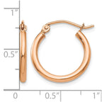 14k Rose Gold 2.5x17mm Polished Lightweight Tube Hoop Earrings