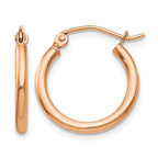 14k Rose Gold 2.5x17mm Polished Lightweight Tube Hoop Earrings