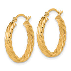 14K Small 3mm Patterned Hoop Earrings
