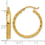 14K 3.25mm Patterned Hoop Earrings